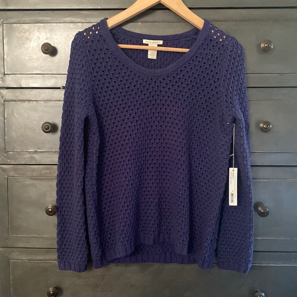 NWT White + Warren Sweater Size S Navy/Purple